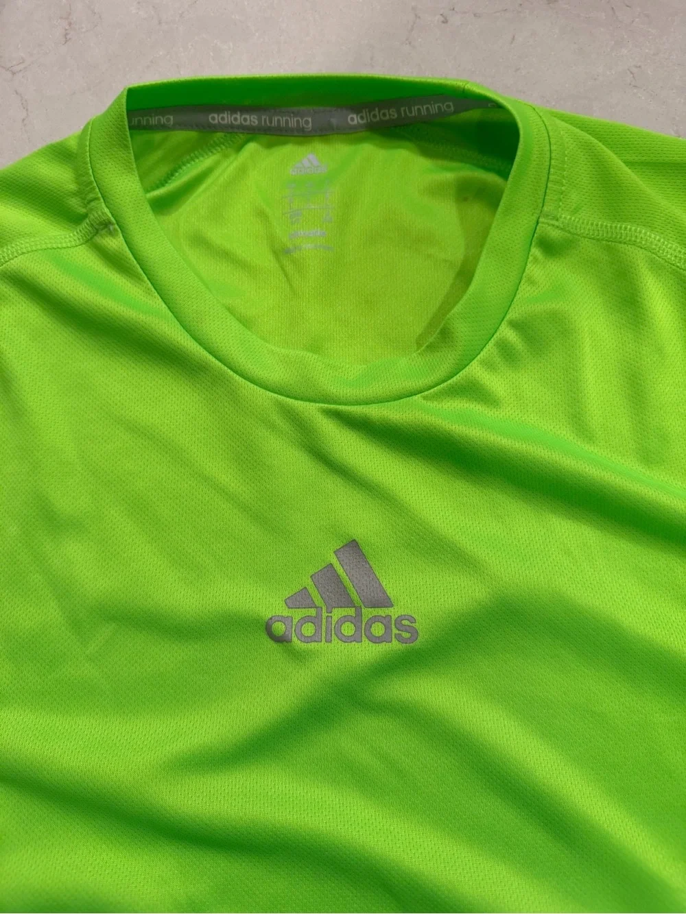 Adidas Climalite Neon Green Reflective Running Shirt Men’s L